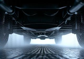 Undercarriage of a car being washed